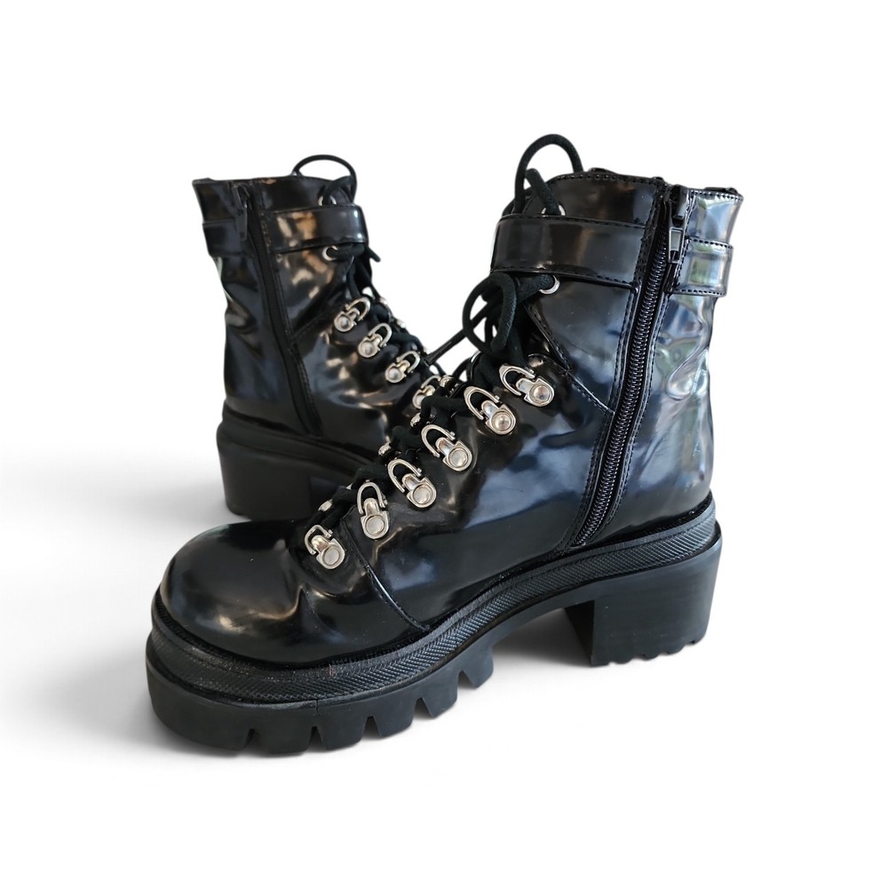 Jeffrey Campbell Czech Combat Boots Women 8M Black Platform Goth Grunge Lug Sole - Picture 3 of 11